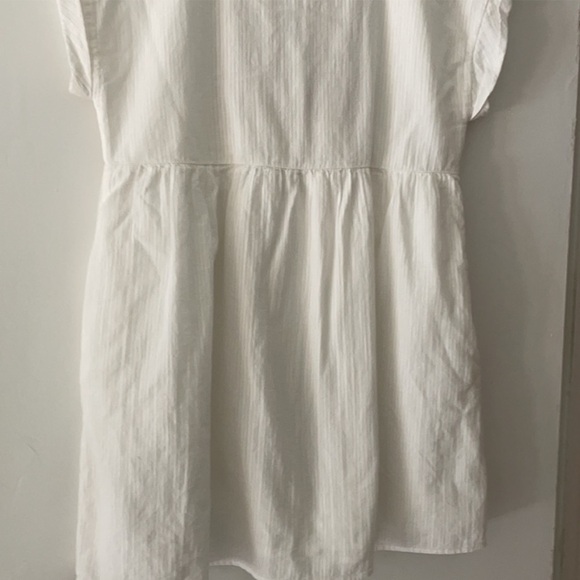 Zara White Peasant Embroidered Lightweight Gauzy Mini Dress Pom Poms& pockets M - Picture 8 of 10